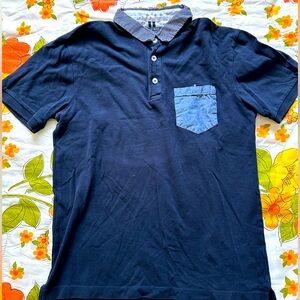 Zara Man Navy Blue Polo Shirt